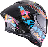 Casco Integrale Per Moto Scorpion Exo Exo-R1 Evo Ii Air Ultra Tct Nero Blu Rosa Savage Taglia Xl