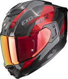 Casco Integrale Per Moto Scorpion Exo Exo-1500 Carbon Air Carbon Fiber Nero Rosso Platted Taglia M