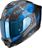 Casco Integrale Per Moto Scorpion Exo Exo-1500 Carbon Air Carbon Fiber Nero Blu Platted Taglia M