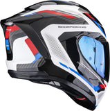 Casco Integrale Per Moto Scorpion Exo Exo-1500 Air Ultra Tct Bianco Rosso Blu Sleek Taglia M