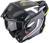 Flip-Up Motorcycle Helmet Scorpion Exo Exo-Tech Evo Carbon Carbon Fiber Black Neon Yellow Cosy Size M