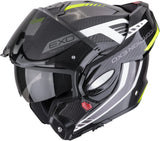 Casco Modulare Per Moto Scorpion Exo Exo-Tech Evo Carbon Carbon Fiber Nero Neon Giallo Cosy Taglia Xs