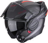 Casco Modulare Per Moto Scorpion Exo Exo-Tech Evo Carbon Carbon Fiber Nero Opaco Rosso Cosy Taglia Xxl