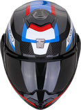 Casco Modulare Per Moto Scorpion Exo Exo-Tech Evo Carbon Carbon Fiber Nero Blu Rosso Cosy Taglia L