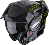 Casco Modulare Per Moto Scorpion Exo Exo-Tech Evo Polycarbonate Nero Neon Giallo Conquer Taglia M