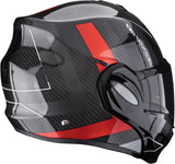 Casco Modulare Per Moto Scorpion Exo Exo-Tech Evo Carbon Carbon Fiber Nero Rosso Cad Taglia Xs