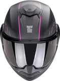 Casco Modulare Per Moto Scorpion Exo Exo-Tech Evo Polycarbonate Nero Opaco Rosa Socius Taglia M