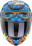 Casco Integrale Per Moto Scorpion Exo Exo-Jnr Air Polycarbonate Blu Arancione Fun Taglia M