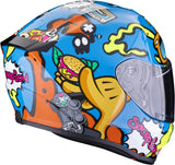 Casco Integrale Per Moto Scorpion Exo Exo-Jnr Air Polycarbonate Blu Arancione Fun Taglia L