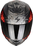Casco Integrale Per Moto Scorpion Exo Exo-391 Polycarbonate Nero Opaco Argento Rosso Wolf Taglia Xxl