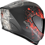 Casco Integrale Per Moto Scorpion Exo Exo-391 Polycarbonate Nero Opaco Argento Rosso Wolf Taglia Xxl