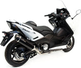 Impianto Di Scarico Completo Non Catalizzato E Senza Omologazione Suono Nero Acciaio Fondello Carbonio - Leovince Compatibile Con Yamaha Xp 530 T-Max (2012-2016)