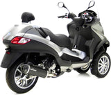 Terminale Di Scarico Con Omologazione Suono Nero Acciaio Fondello Carbonio - Leovince Compatibile Con Piaggio Mp3 500 (2011-2016)
