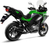 Terminale Di Scarico Con Omologazione Suono Nero Acciaio Fondello Carbonio - Leovince Compatibile Con Kawasaki Versys 1000 (2019-2024)