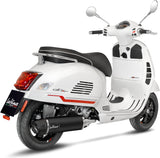Complete Catalytic Exhaust System With Sound Certification Nero Stainless Steel Carbon Fiber End Cap - Leovince Compatible With Piaggio Vespa Gts 300 Hpe (2021-2024)