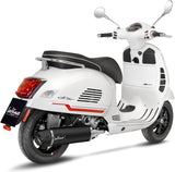 Impianto Di Scarico Completo Non Catalizzato E Senza Omologazione Suono Nero Acciaio Fondello Carbonio - Leovince Compatibile Con Piaggio Vespa Gts 300 Hpe (2021-2024)