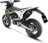 Impianto Di Scarico Completo Non Catalizzato E Senza Omologazione Suono Nero Acciaio Fondello Carbonio - Leovince Compatibile Con Husqvarna 701 Enduro - Lr (2017-2020)