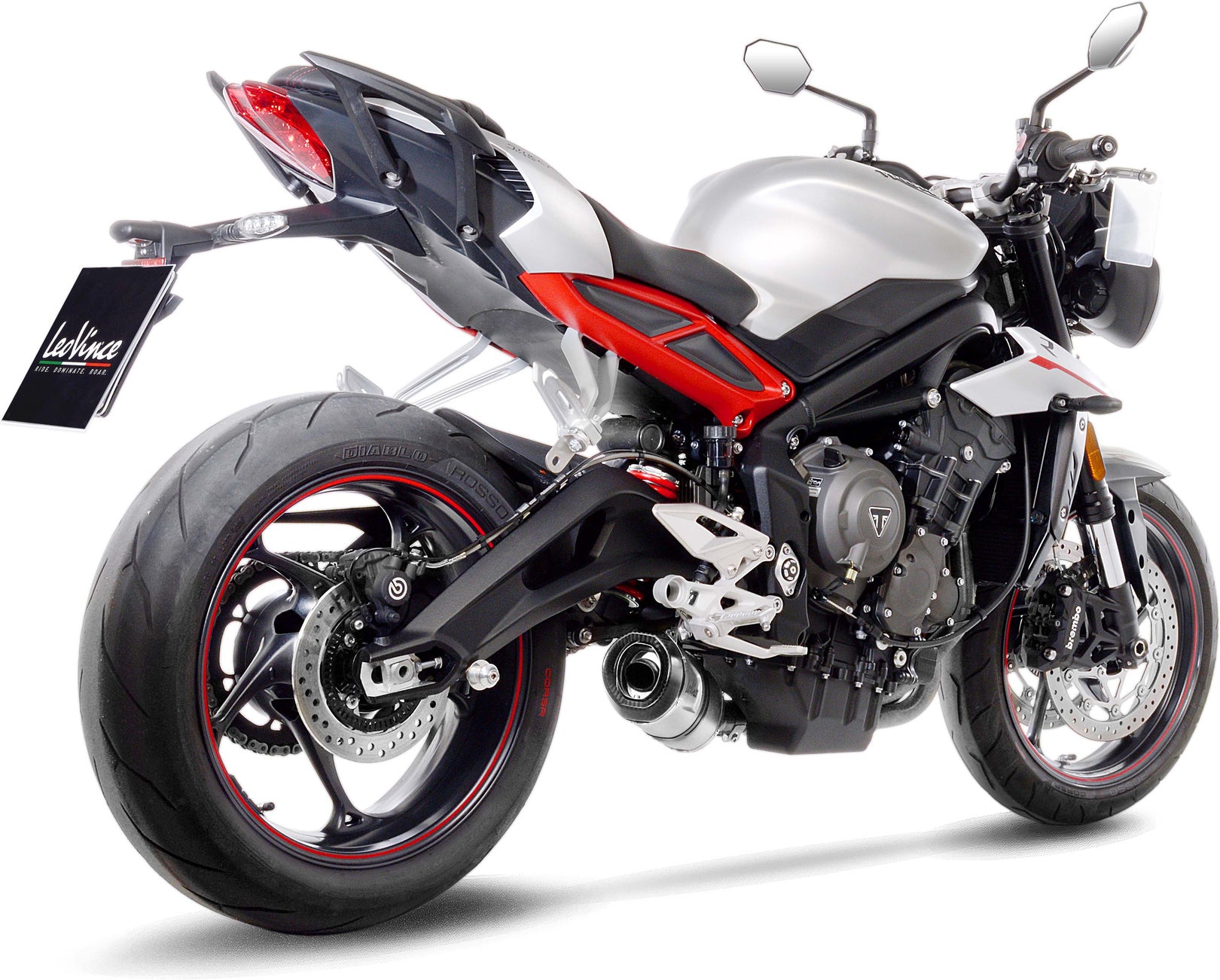 Exhaust Tip Without Sound Certification Lv One Evo Stainless Steel Carbon Fiber End Cap - Leovince Compatible With Triumph Street Triple 765 R - Sa2 (2020-2022)