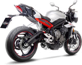 Exhaust Tip Without Sound Certification Lv One Evo Stainless Steel Carbon Fiber End Cap - Leovince Compatible With Triumph Street Triple 765 S - R Lrh (2017-2019)