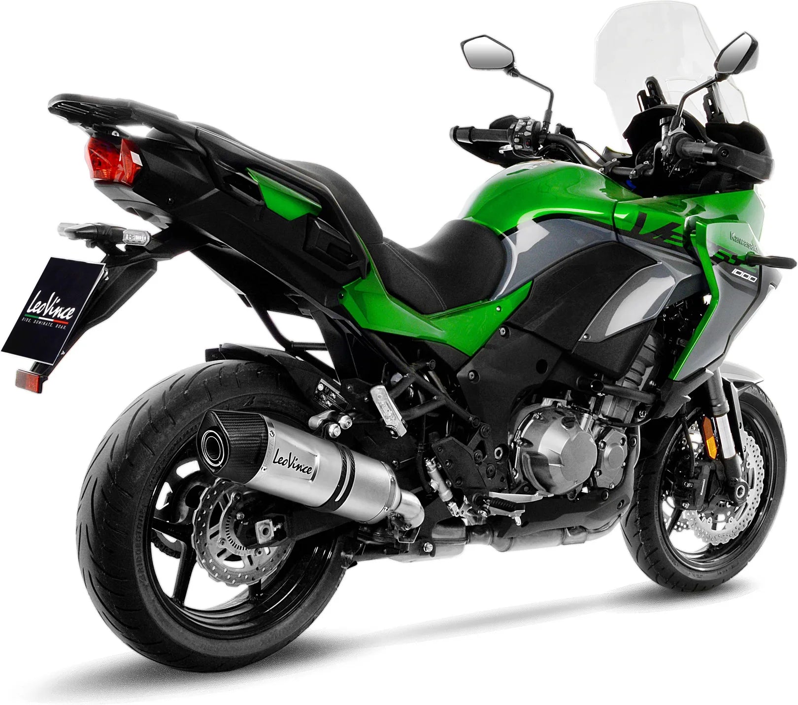 Terminale Di Scarico Senza Omologazione Suono Lv One Evo Acciaio Fondello Carbonio - Leovince Compatibile Con Kawasaki Versys 1000 (2019-2024)
