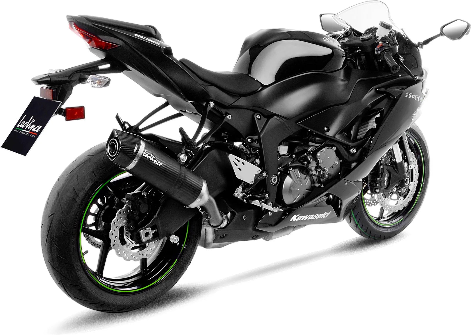 Terminale Di Scarico Con Omologazione Suono Lv One Evo Carbonio Fondello Carbonio - Leovince Compatibile Con Kawasaki Zx 6R Ninja (2019-2020)
