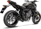 Complete Exhaust System Without Catalytic Converter And Without Sound Certification Lv One Evo Steel Black Carbon Fiber End Cap - Leovince Compatible With Yamaha Mt-07 (2021-2024)