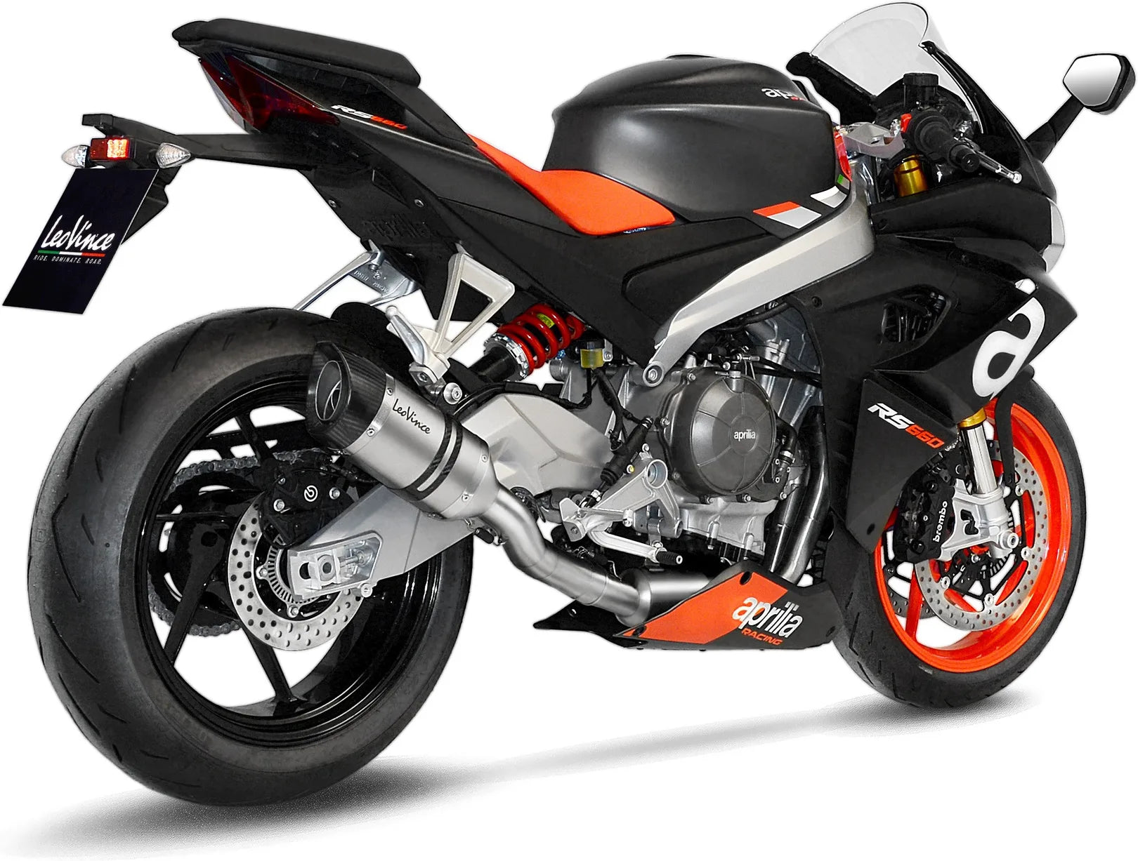 Impianto Di Scarico Completo Non Catalizzato E Senza Omologazione Suono Lv Pro Acciaio Fondello Carbonio - Leovince Compatibile Con Aprilia Rs 660 (2021-2024)