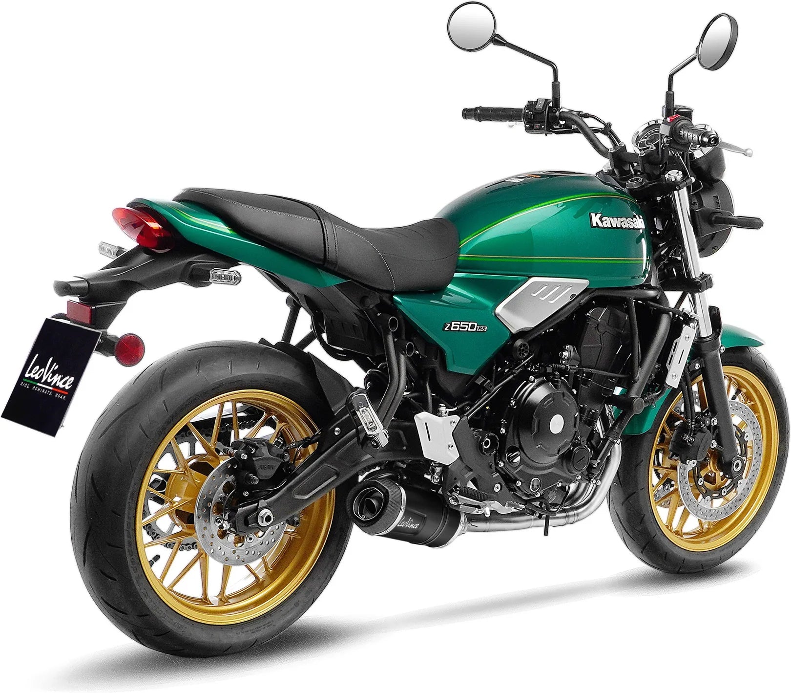 Impianto Di Scarico Completo Catalizzato E Con Omologazione Suono Lv One Evo Acciaio Nero Fondello Carbonio - Leovince Compatibile Con Kawasaki Z 650 Rs (2022-2024)