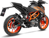 Terminale Di Scarico Con Omologazione Suono Lv One Evo Acciaio Nero Fondello Carbonio - Leovince Compatibile Con Ktm 390 Duke (2021-2023)