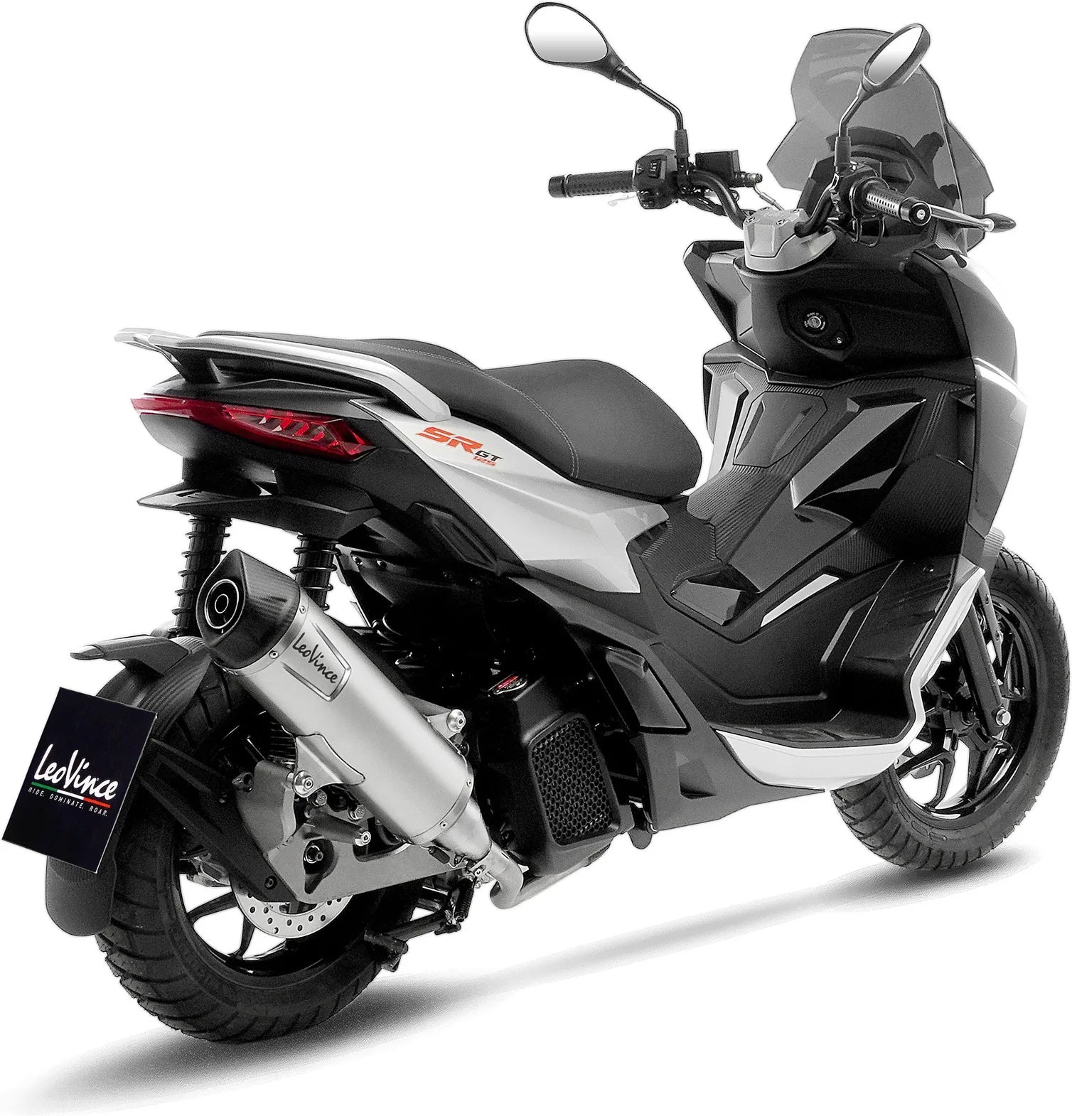 Terminale Di Scarico Con Omologazione Suono Lv One Evo Acciaio Fondello Carbonio - Leovince Compatibile Con Aprilia Sr Gt 125 - Sport (2022-2024)
