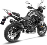 Terminale Di Scarico Con Omologazione Suono Lv One Evo Acciaio Nero Fondello Carbonio - Leovince Compatibile Con Benelli Trk 702 - X (2023-2024)