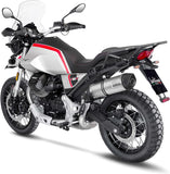 Terminale Di Scarico Senza Omologazione Suono Lv One Evo Acciaio Fondello Carbonio - Leovince Compatibile Con Moto Guzzi V85 Tt (2019-2023)