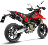 Doppio Terminale Di Scarico Senza Omologazione Suono Lv Pro Acciaio Nero Fondello Carbonio - Leovince Compatibile Con Ducati Hypermotard 698 Mono (2024-2026)