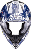 Casco Off-Road Per Moto Scorpion Exo Vx-16 Evo Air Polycarbonate Bianco Blu Giallo Analog Taglia L
