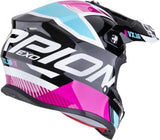 Casco Off-Road Per Moto Scorpion Exo Vx-16 Evo Air Polycarbonate Nero Metallizzato Blu Rosa Analog Taglia M
