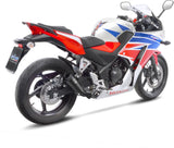 Terminale Di Scarico Senza Omologazione Suono Lv-10 Acciaio Full Nero Fondello Acciaio Nero - Leovince Compatibile Con Honda Cbr 300 R (2014-2017)