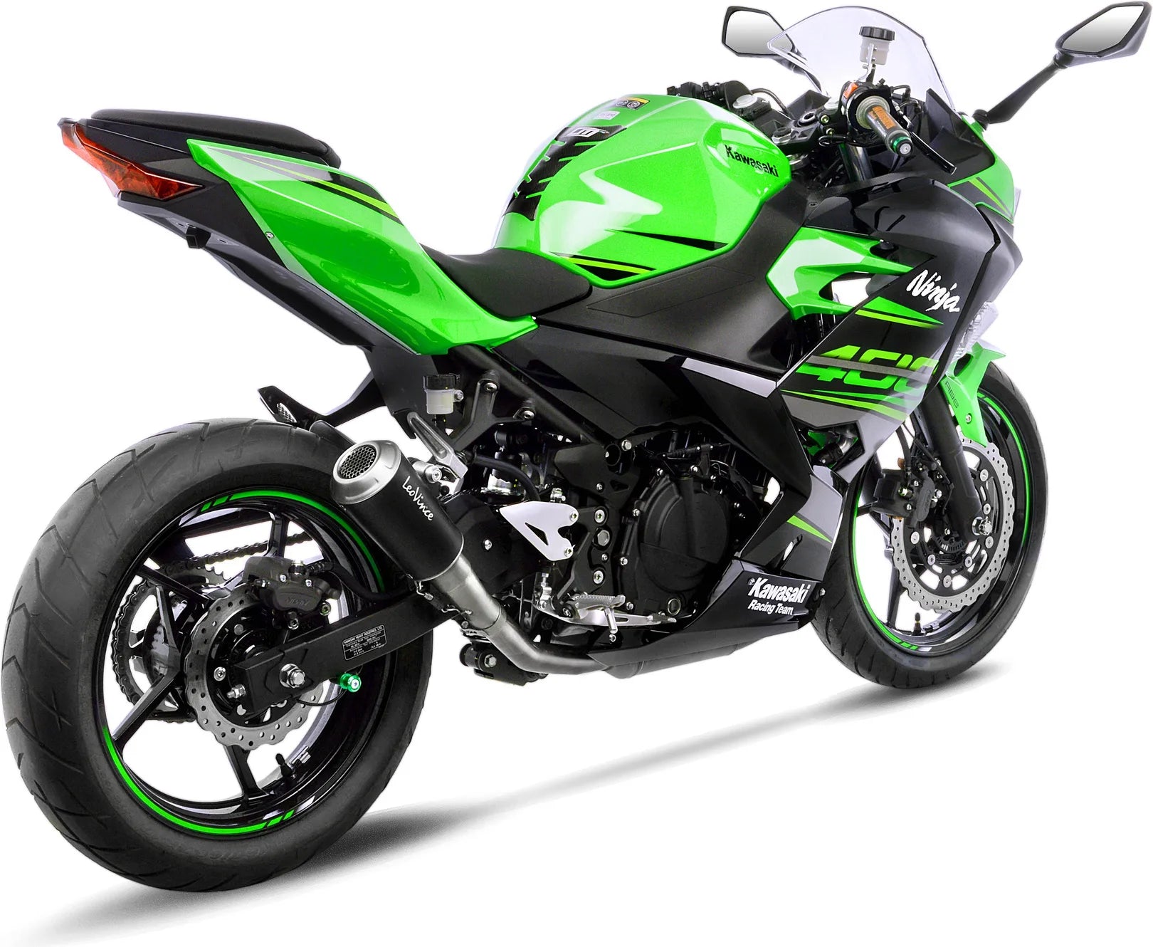 Terminale Di Scarico Senza Omologazione Suono Lv-10 Acciaio Nero Fondello Acciaio - Leovince Compatibile Con Kawasaki Ninja 400 (2022-2023)