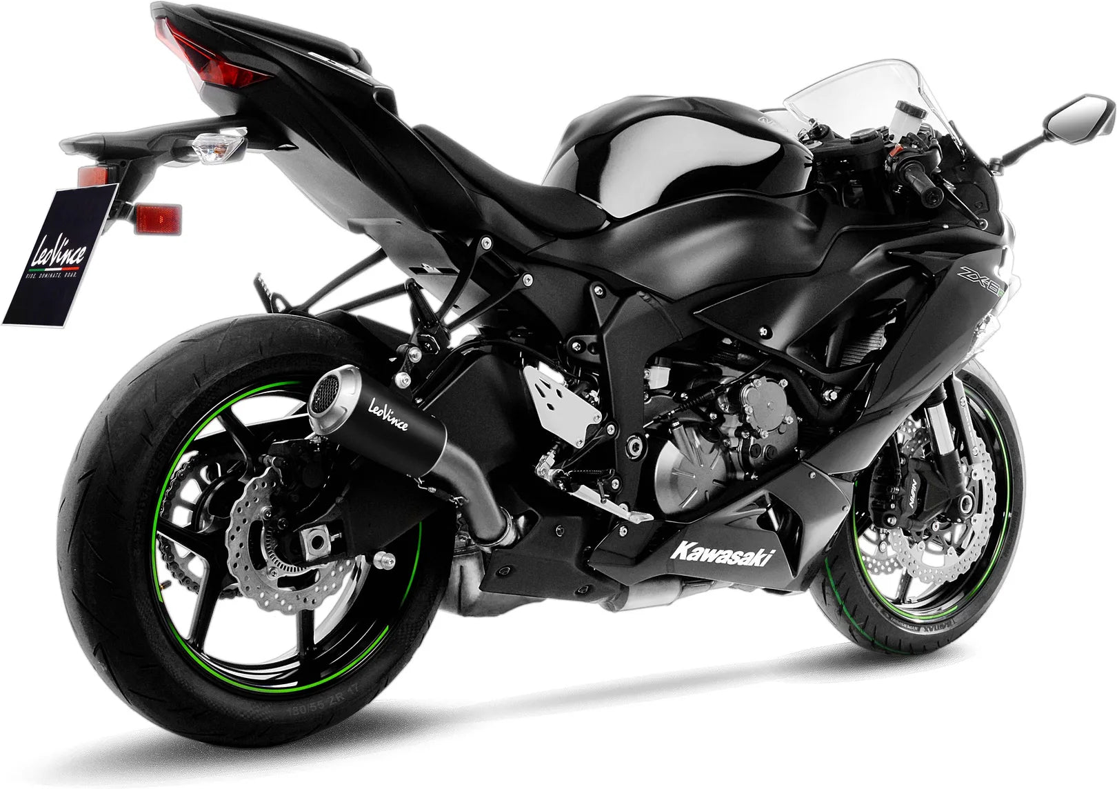 Terminale Di Scarico Senza Omologazione Suono Lv-10 Acciaio Nero Fondello Acciaio - Leovince Compatibile Con Kawasaki Zx 6R Ninja (2013-2016)