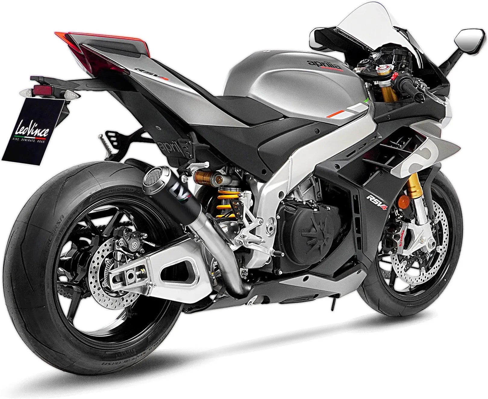 Terminale Di Scarico Senza Omologazione Suono Lv-10 Carbonio Fondello Acciaio - Leovince Compatibile Con Aprilia Rsv4 1100 Factory (2021-2024)