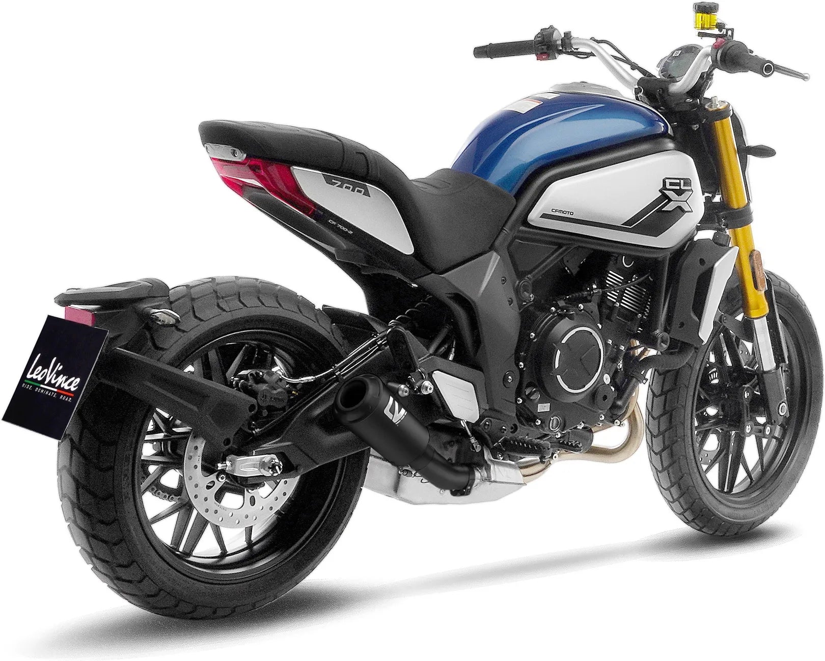 Terminale Di Scarico Con Omologazione Suono Lv-10 Acciaio Full Nero Fondello Acciaio Nero - Leovince Compatibile Con Cfmoto 700 Cl-X Sport (2021-2023)