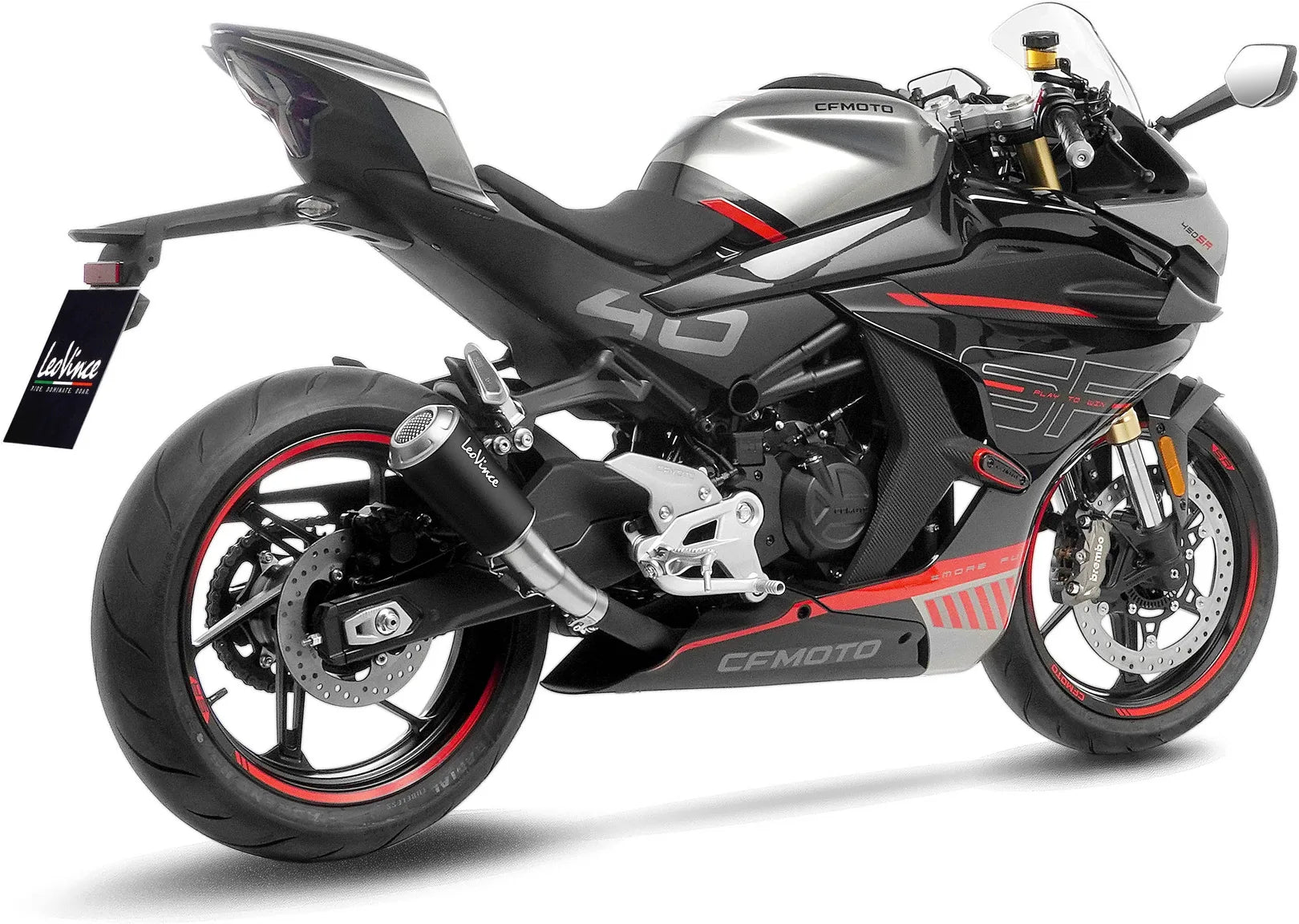 Terminale Di Scarico Senza Omologazione Suono Lv-10 Acciaio Nero Fondello Acciaio - Leovince Compatibile Con Cfmoto 450 Ss - Sr (2023-2024)