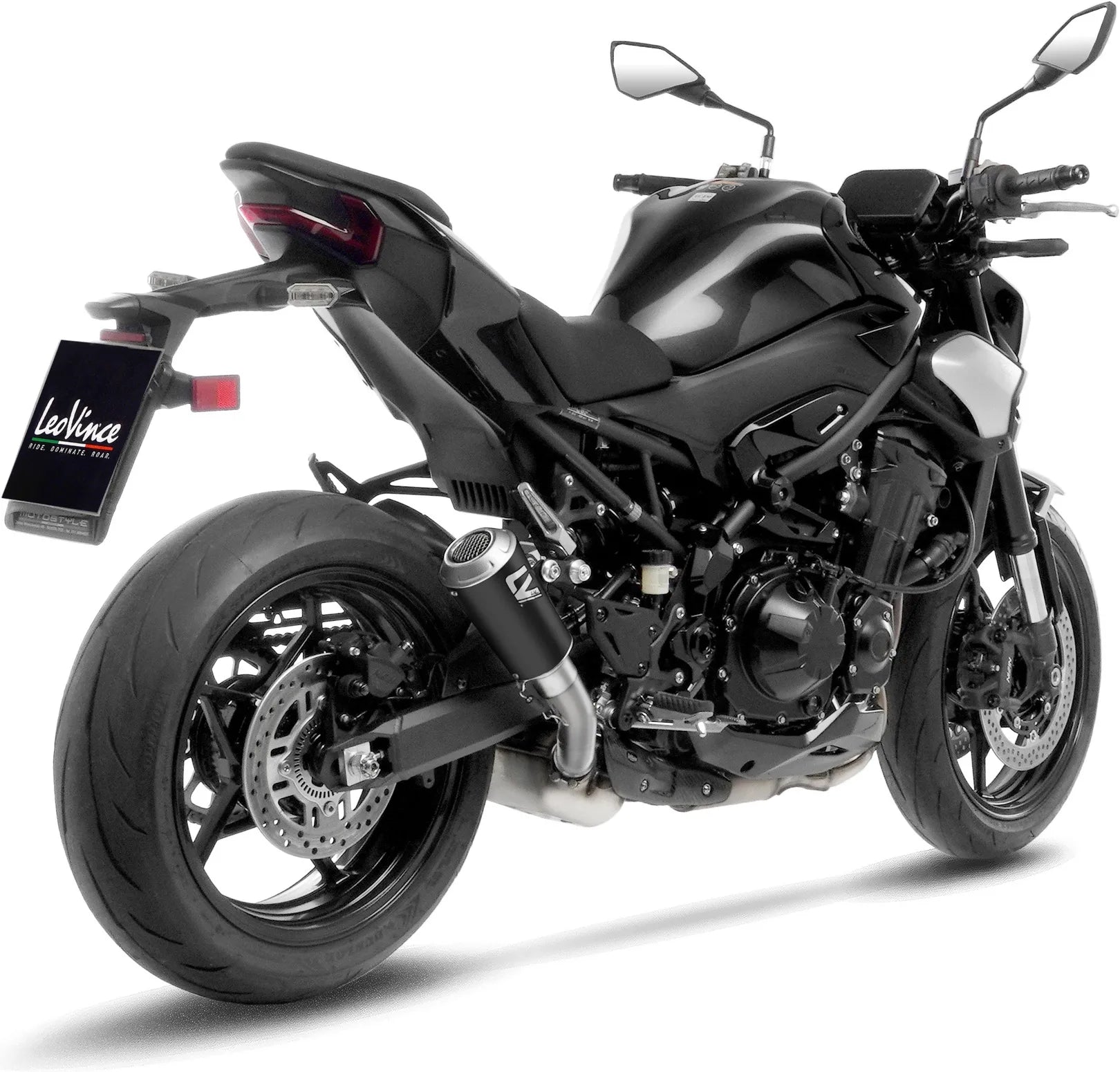 Terminale Di Scarico Con Omologazione Suono Lv-10 Acciaio Nero Fondello Acciaio - Leovince Compatibile Con Kawasaki Z 900 (2025-2026)