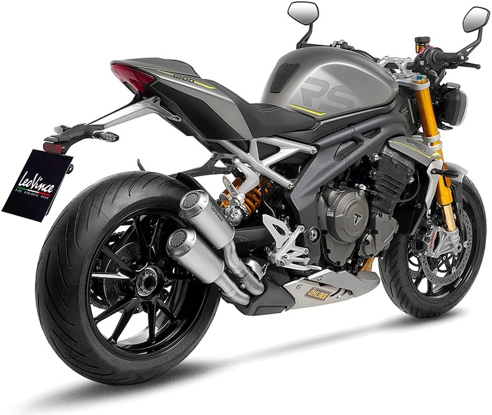 Dual Exhaust System With Sound Certification Lv-10 Stainless Steel Stainless Steel End Cap - Leovince Compatible With Triumph Speed Triple 1200 Rr - Rs - Rx (2025-2026)