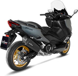 Complete Catalytic Exhaust System With Sound Certification Lv-12 Steel Black Carbon Fiber End Cap - Leovince Compatible With Yamaha Xp 560 T-Max (2020-2024)