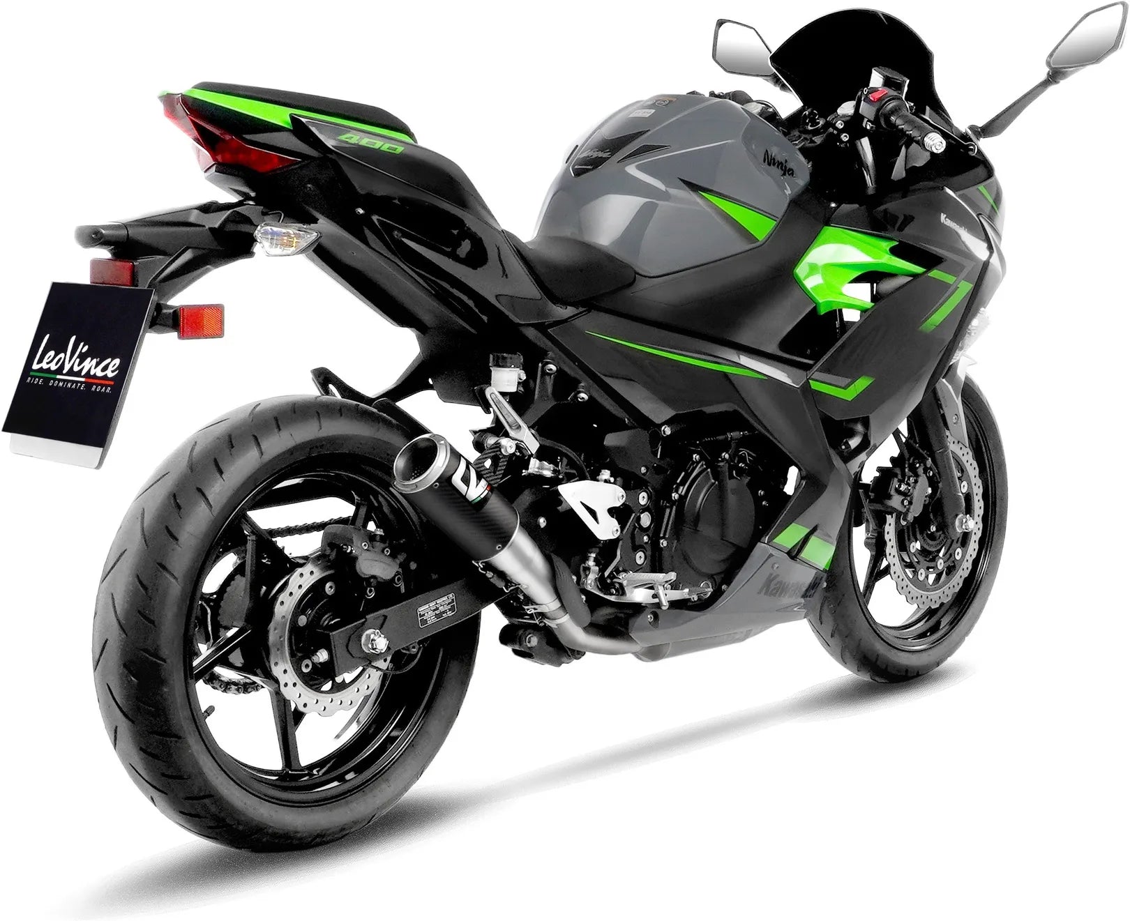 Terminale Di Scarico Senza Omologazione Suono Lv Corsa Carbonio Fondello Acciaio - Leovince Compatibile Con Kawasaki Z 500 - Se (2024-2026)