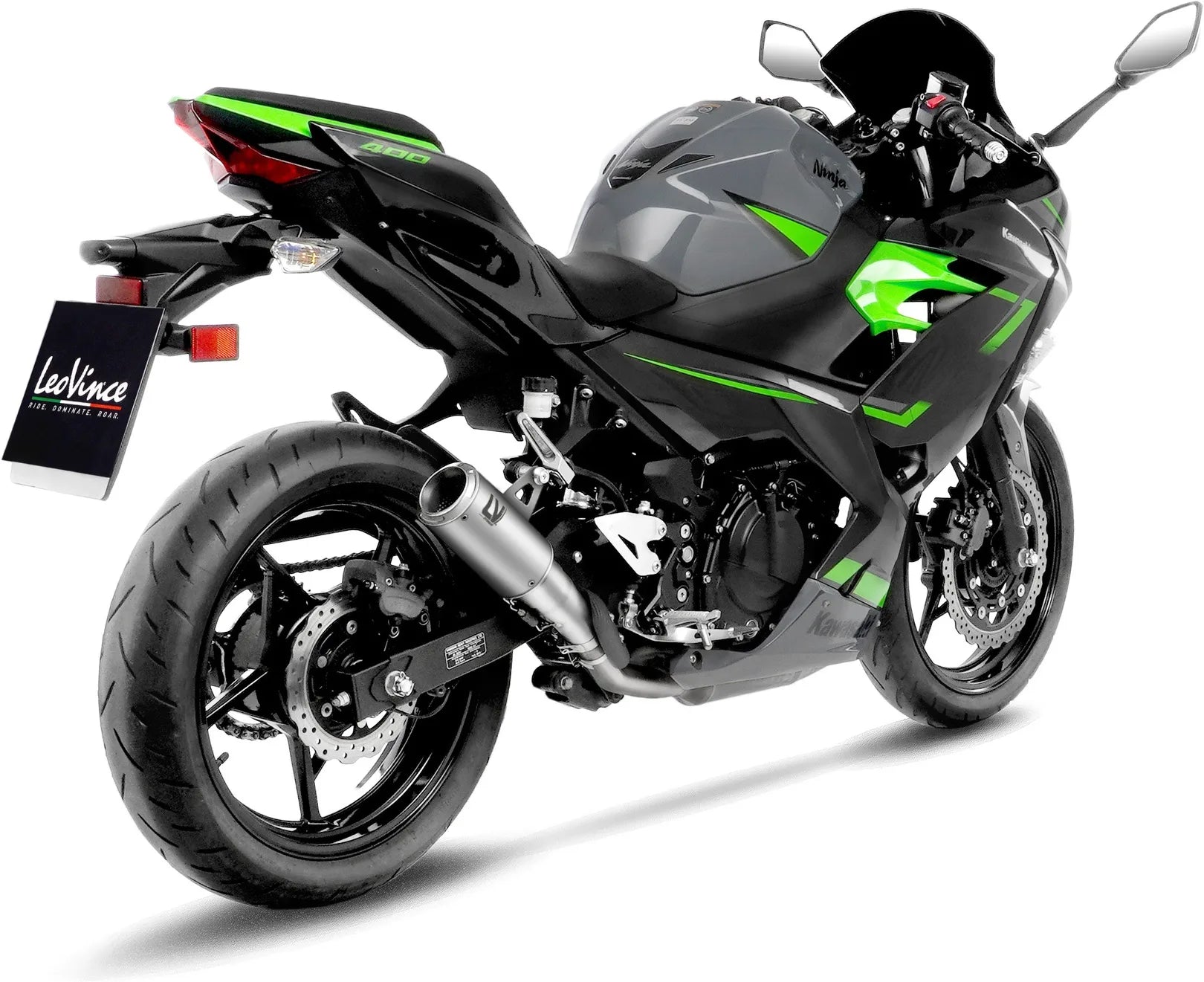 Terminale Di Scarico Senza Omologazione Suono Lv Corsa Titanio Fondello Acciaio - Leovince Compatibile Con Kawasaki Ninja 400 (2022-2023)
