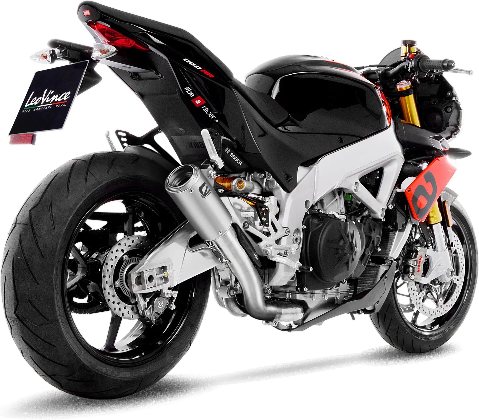 Terminale Di Scarico Senza Omologazione Suono Lv Corsa Titanio Fondello Acciaio - Leovince Compatibile Con Aprilia Tuono V4 1100 Factory (2019-2020)