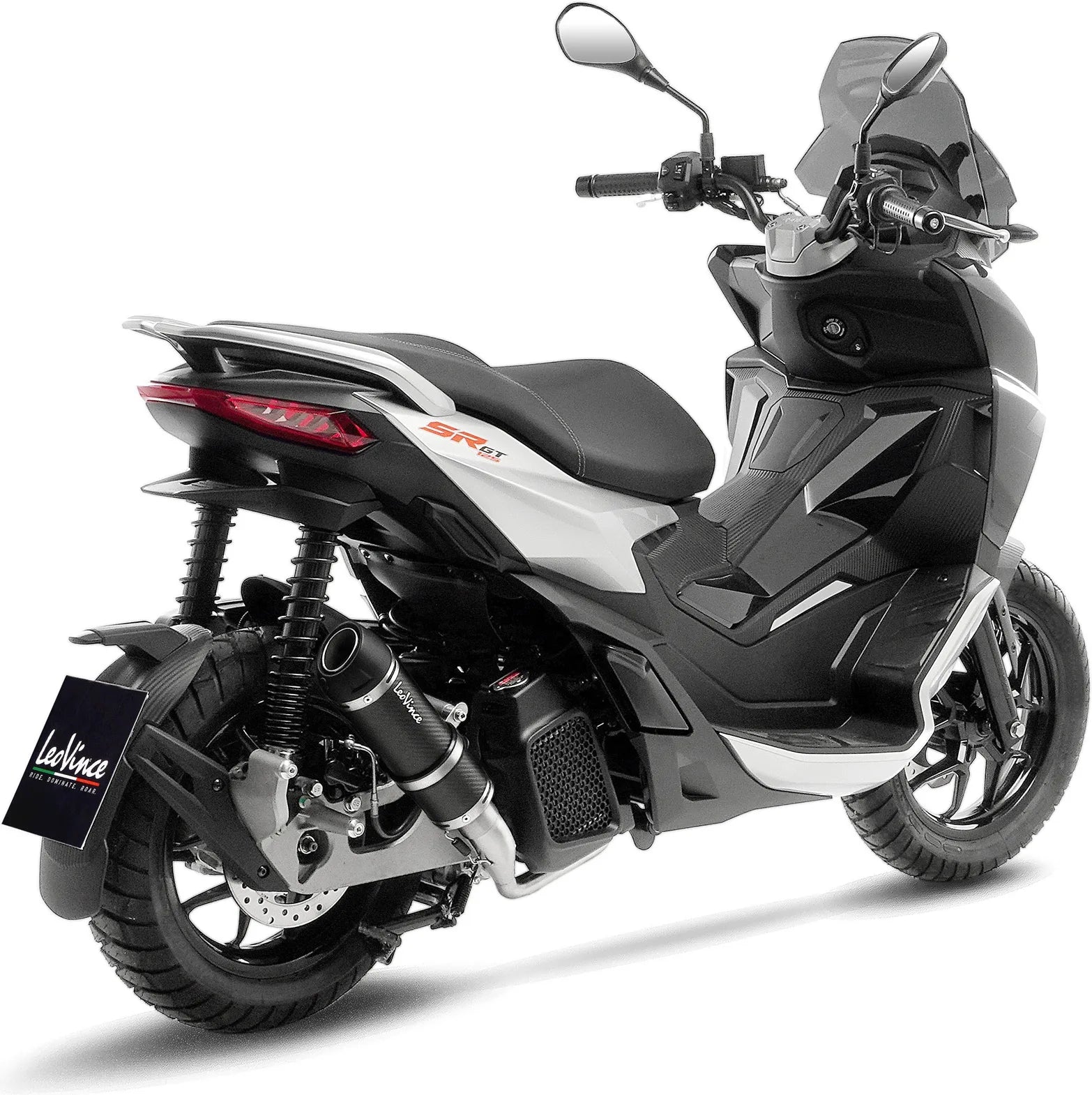Impianto Di Scarico Completo Non Catalizzato E Senza Omologazione Suono Gp Corsa Evo Carbonio - Leovince Compatibile Con Aprilia Sr Gt 125 - Sport (2022-2024)