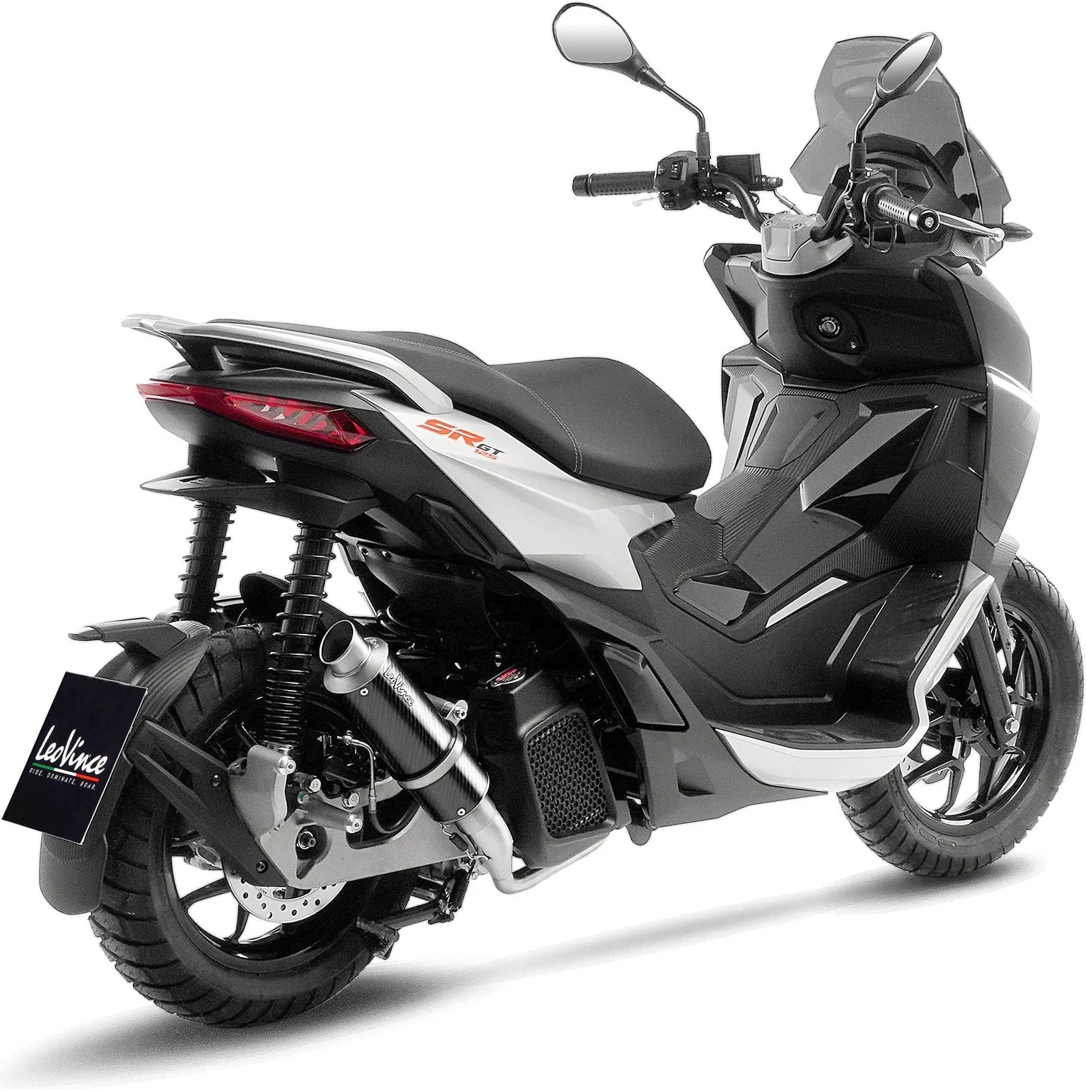 Impianto Di Scarico Completo Non Catalizzato E Senza Omologazione Suono Gp Corsa Carbonio - Leovince Compatibile Con Aprilia Sr Gt 200 - Sport (2022-2024)
