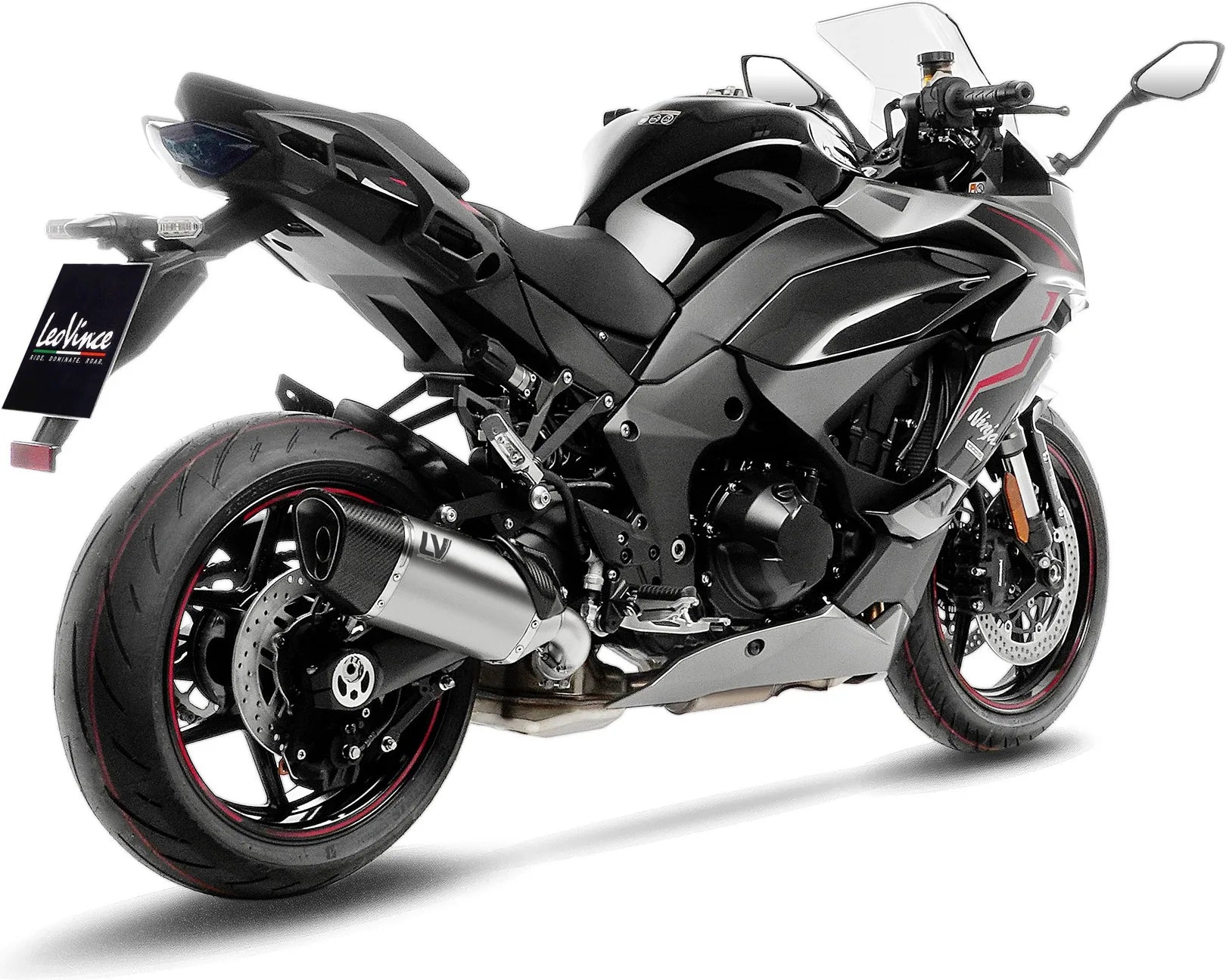 Terminale Di Scarico Senza Omologazione Suono Lv-14 R Titanio Fondello Carbonio - Leovince Compatibile Con Kawasaki Ninja 1100 Sx Tourer (2025-2026)
